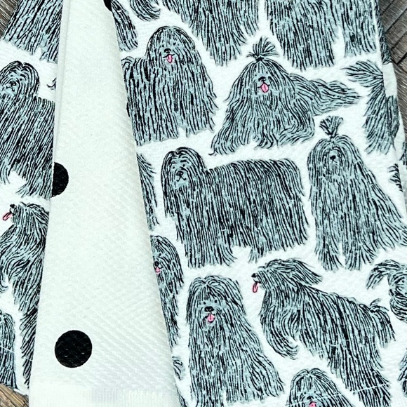 Kate Spade - ‘Sheepdog Polkadots ’ dish towels(3). NWT. Firm! - Picture 3 of 3